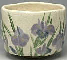 Shiro-raku Tea Bowl With Iris Made By Rakunyu