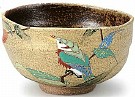 Kutani-yaki Tea Bowl With Kawasemi 