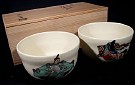 Kyoyaki Tea Bowl A Pair With Heian Poets